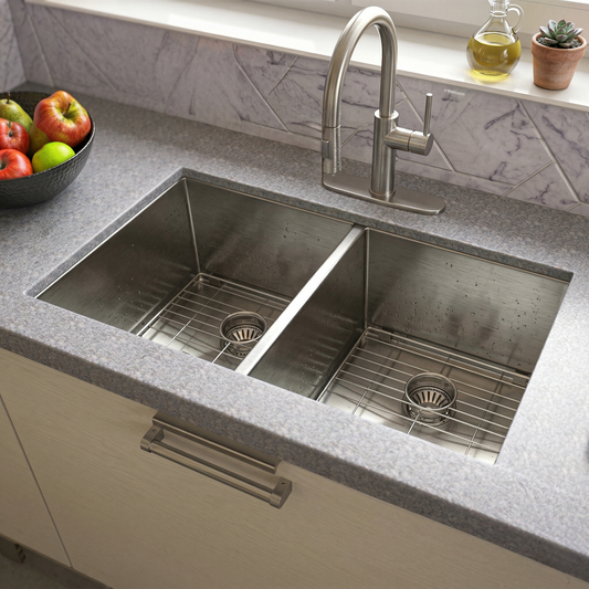 SRRV3218ABG- UNDERMOUNT DOUBLE BOWL KITCHEN SINK